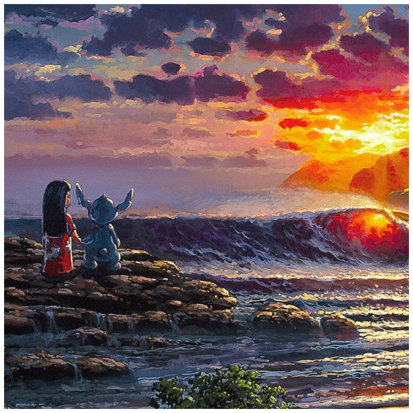 Lilo And Stitch Share A Sunset 10×20 Disney Fine Art Treasures On Canvas